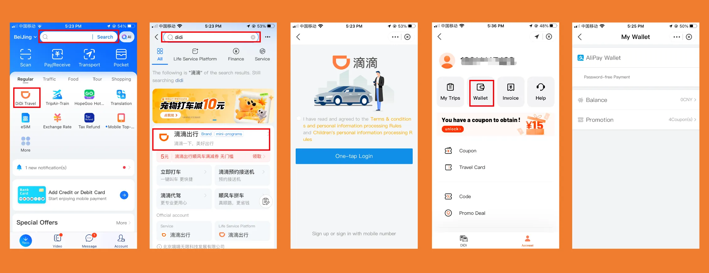 DiDi mini-program in Alipay