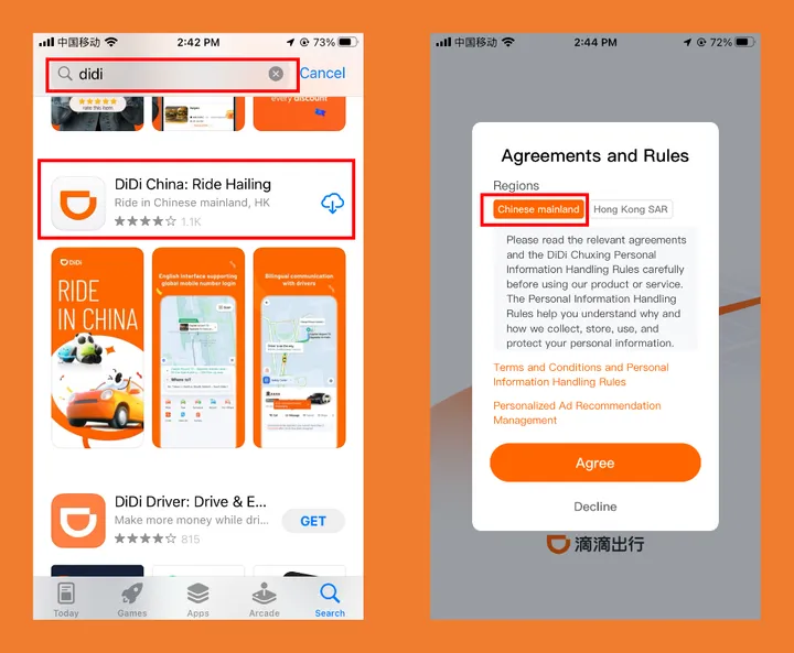 Download DiDi from an app store