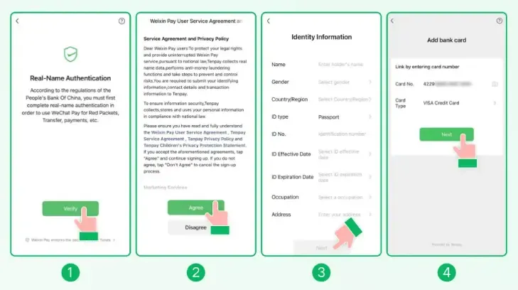 Fill in identity information and add a card