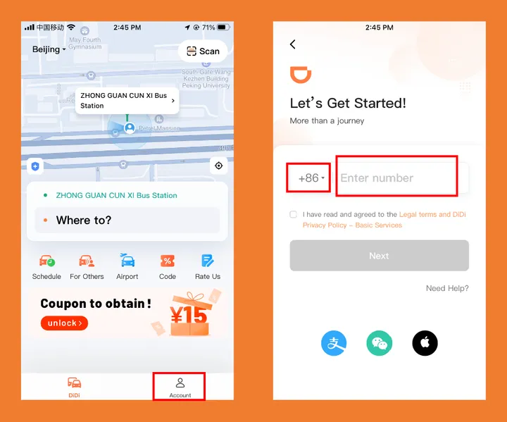 Create a DiDi account